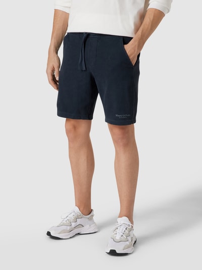 Marc O'Polo Sweatshorts mit Label-Print Dunkelblau 4