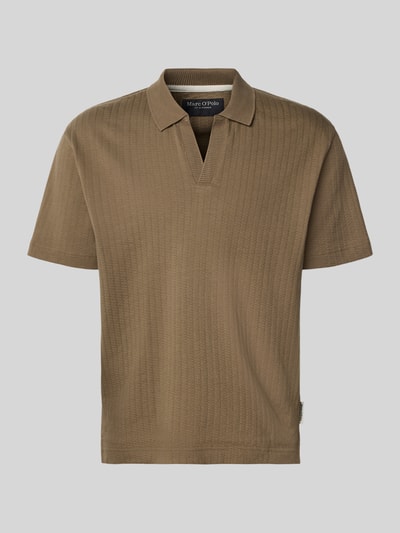 Produktfoto, Relaxed Fit Poloshirt aus reiner Baumwolle von Marc O'Polo in Unifarben mit strukturierter Webstruktur, Polokragen, Label Patch