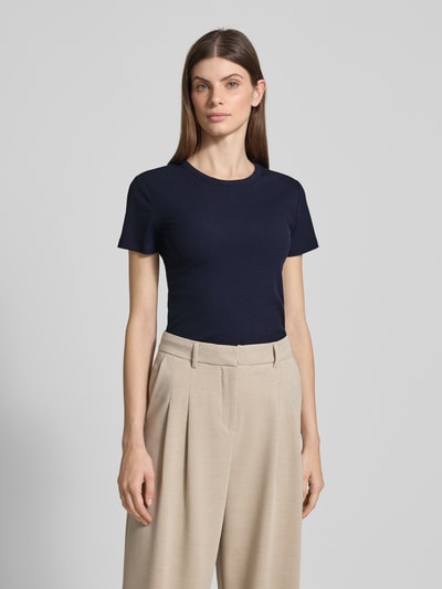 Christian Berg Woman T-Shirt in Ripp-Optik mit Rundhalsausschnitt Dunkelblau 4