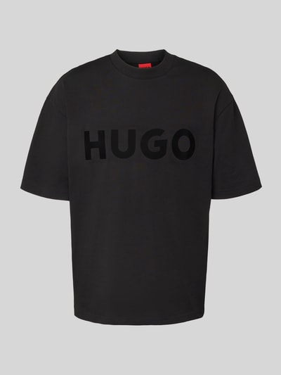 HUGO T-shirt met labelprint, model 'Dinkee' Zwart - 2