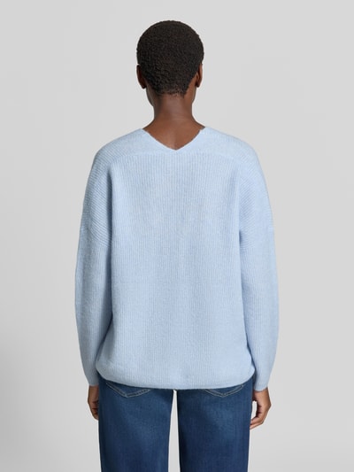 MOS MOSH Sweter z dzianiny z mieszanka wełny z dekolt w serek model 'THORA' Jasnoniebieski 5
