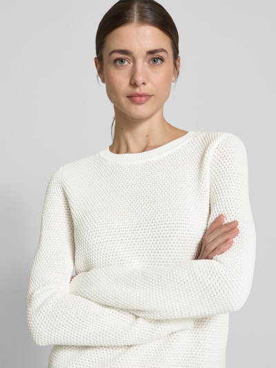 Vila Strickpullover mit gerippten Abschlüssen Modell 'dalo' Offwhite 3