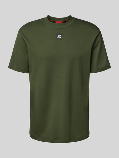 HUGO T-shirt z naszywką z logo model ‘Dalile’ Ciemnozielony 2