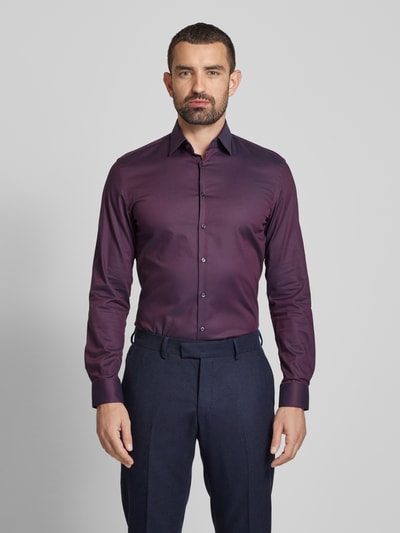 Jake*s Slim Fit Business-Hemd mit Kentkragen Aubergine 4