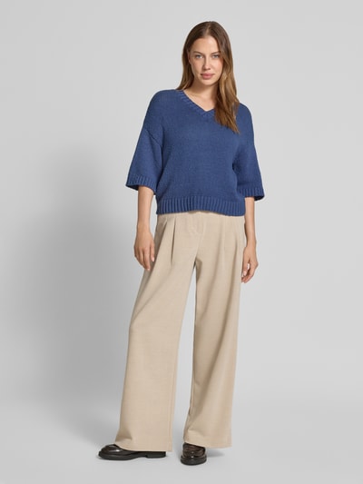 MSCH Copenhagen Sweter z dzianiny z dekoltem w serek model ‘Hannalie’ Szaroniebieski 1