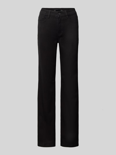 Produktfoto, schwarze Straight Fit Jeans mit ausgestelltem Bein Modell 'Laura' von MAC, Damen Straight Fit Jeans von MAC, glatte Oberfläche