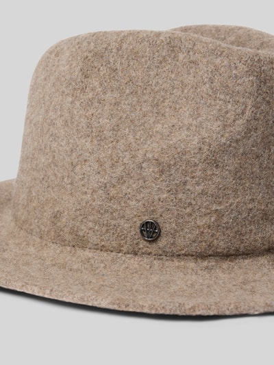 Loevenich Kapelusz z mieszanki wełny z detalem z logo Model 'Fedora' Szarobrązowy 2