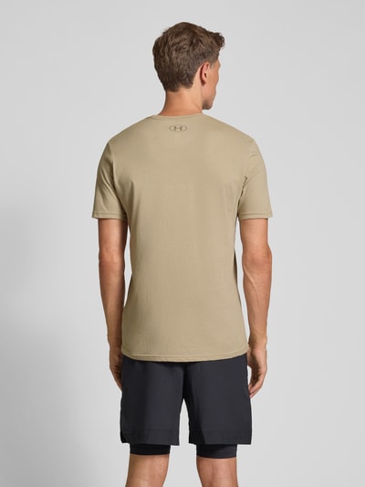 Under Armour T-shirt z nadrukiem z logo Khaki 5