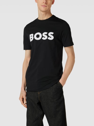 BOSS T-Shirt mit Label-Stitching-Applikation Modell 'Tiburt' Black 4