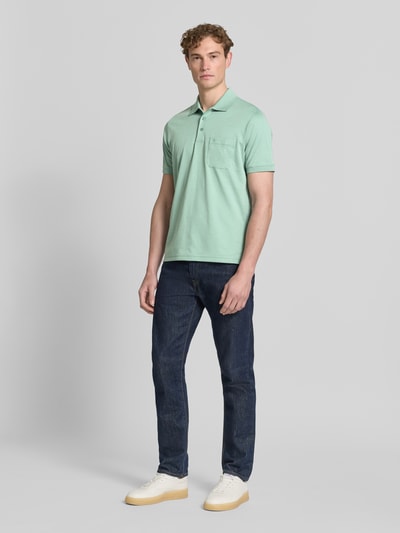 RAGMAN Relaxed Fit Poloshirt aus Baumwoll-Mix Hellgruen 1