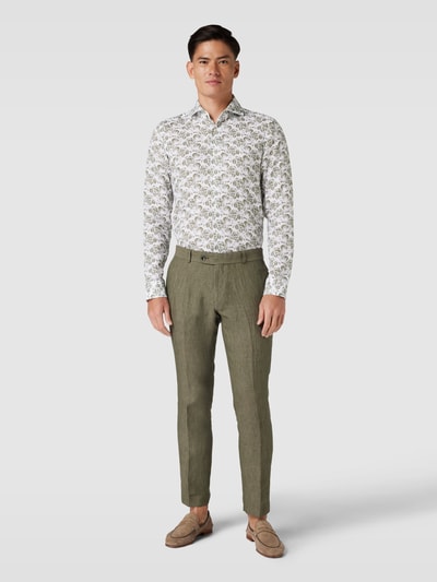 JOOP! Slim fit zakelijk overhemd met all-over motief Groen - 1