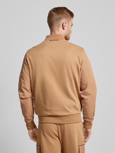 BOSS Sweatjack met opstaande kraag, model 'Skiles' Beige - 5