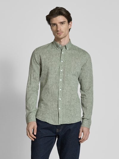 Lindbergh Vrijetijdsoverhemd met knoopsluiting Olijfgroen - 4