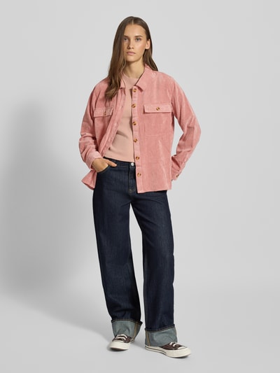 Pieces Bluzka koszulowa o luźnym kroju z imitacji sztruksu model ‘EFFI’ Różowawy 1