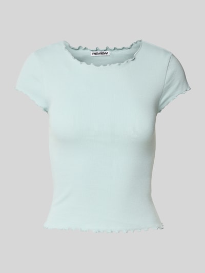 Review T-shirt z falistym dołem Błękitny 2