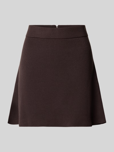 Productfoto, donkerbruine ausgestellter minirok uit viscosemix model 'SABA' van VERO MODA, Dames mini-rok