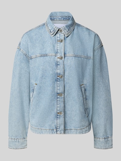 Produktfoto, Regular Fit Jeansjacke aus reiner Baumwolle von Style Icon Collection in hellem Blau mit Umlegekragen und Eingrifftaschen