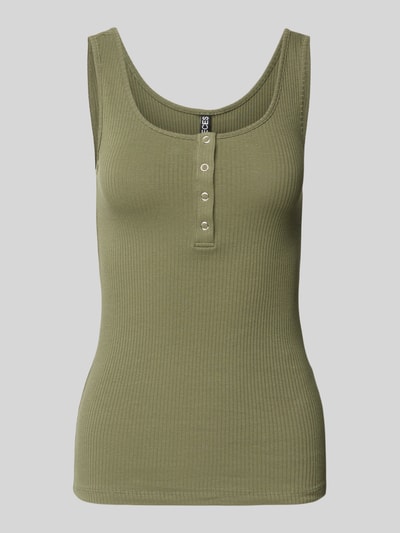 Pieces Slim Fit Tank Top aus Baumwoll-Mix Modell 'KITTE' Oliv 2