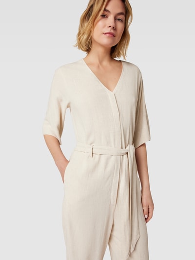 Selected Femme Jumpsuit mit V-Ausschnitt Modell 'VIVA' Sand 3