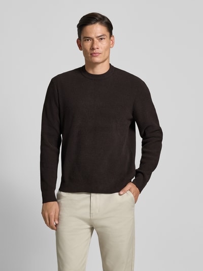 JAKE*S STUDIO MEN Regular Fit Longsleeve mit Rundhalsausschnitt Dunkelbraun 4