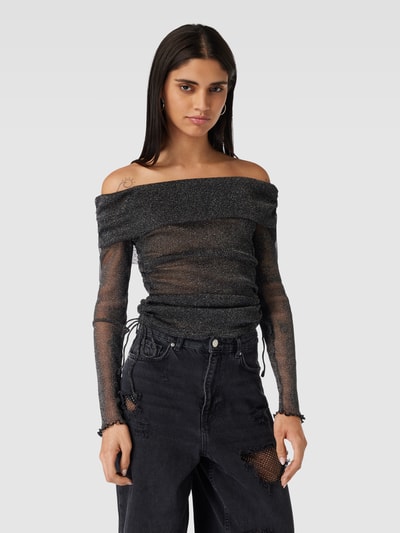 Gina Tricot Shirt aus Mesh mit Effektgarn Black 4
