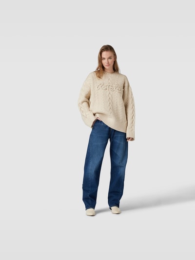 ROTATE Oversized Pullover in Strick-Optik Beige 1