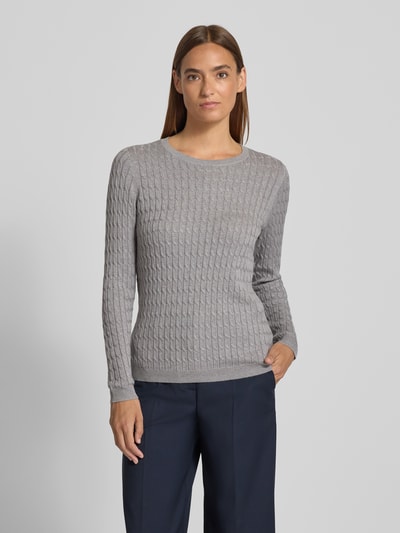 Christian Berg Woman Strickpullover mit Zopfmuster Mittelgrau Melange 4