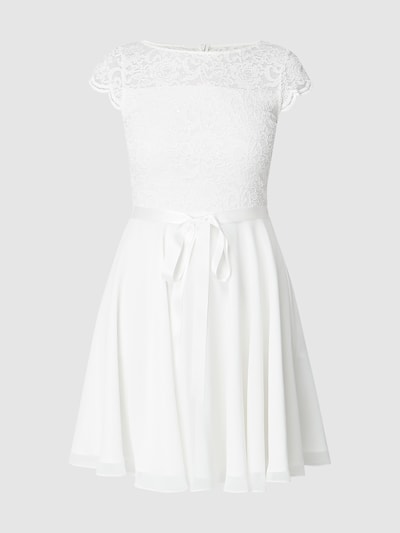 Swing Cocktailjurk van gebloemd kant en chiffon Offwhite - 2