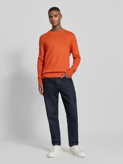 Tommy Hilfiger Sweter z dzianiny o kroju regular fit z mieszanki bawełny i kaszmiru Pomarańczowy 1