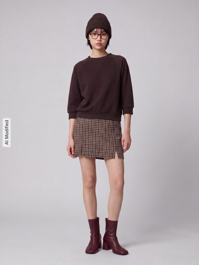 s.Oliver RED LABEL Relaxed Fit Sweatshirt aus Baumwoll-Mix Dunkelbraun 1