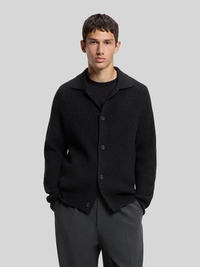 HUGO Regular Fit Strickjacke aus Woll-Mix Modell 'Sardeep' Black 4