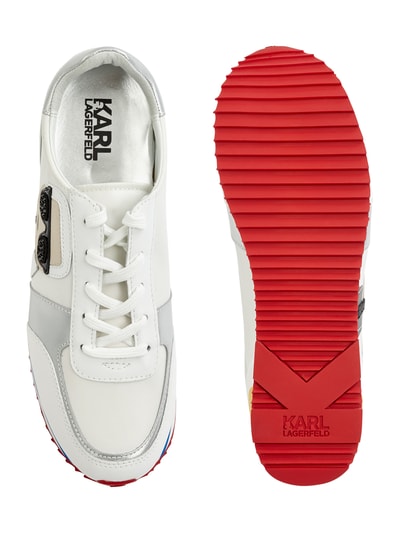 Karl Lagerfeld Sneakerwedges van leer, model 'Velocita II' Wit - 5