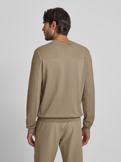 BOSS Green Gebreide pullover met labelprint, model 'Momentum' Beige - 5