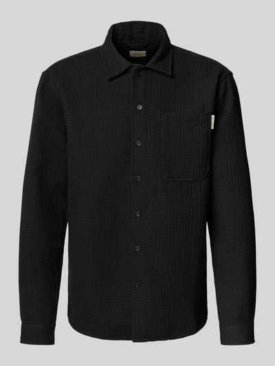 Redefined Rebel Regular fit overhemdjack met wol en labeldetail model 'Chen' Zwart - 2