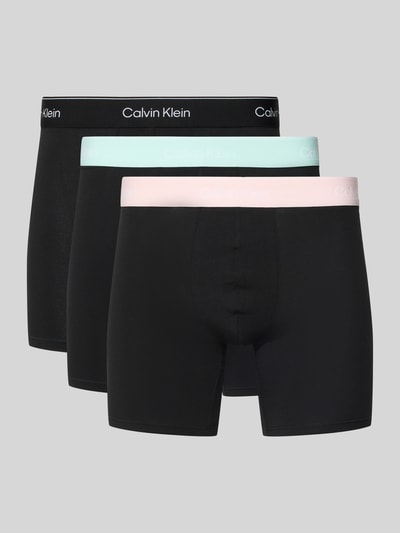 Produktfoto, Trunks aus Baumwoll-Mix im 3er-Pack von Calvin Klein Underwear, schwarze Trunks mit elastischem Logo-Bund in Pastellfarben