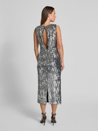 GUIDO MARIA KRETSCHMER WOMAN Regular Fit Midikleid mit V-Ausschnitt Modell 'Asya' Silber 5