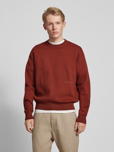 Jack & Jones Gebreide pullover met labelprint, model 'VESTERBRO' Middenbruin - 4