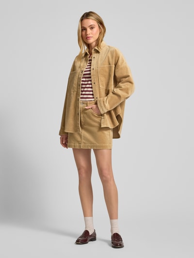 Jake*s Casual Bluzka koszulowa o kroju regular fit z imitacji sztruksu Piaskowy 1