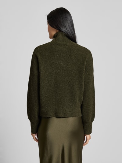 Samsøe Samsøe Strickpullover aus Woll-Mix mit Stehkragen Modell 'NOLA' Oliv Melange 5