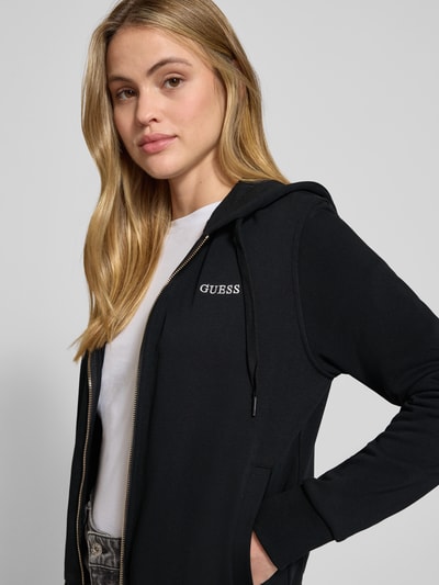 Guess Sweatjack met labelstitching, model 'SOFIA' Zwart - 3