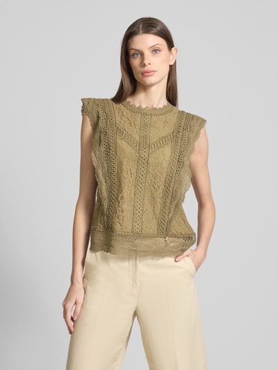 s.Oliver BLACK LABEL Regular Fit Bluse aus Spitze Khaki 4