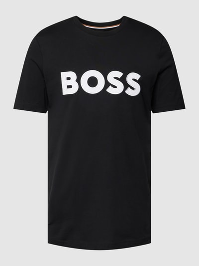 BOSS T-Shirt mit Label-Stitching-Applikation Modell 'Tiburt' Black 2