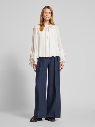 Max Mara Studio Regular Fit Seidenbluse mit gelegten Falten Modell 'ZEO' Weiss 1