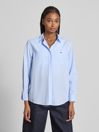 Tommy Jeans Bluzka z długim rękawem o kroju comfort fit z bawełny Jasnoniebieski 4
