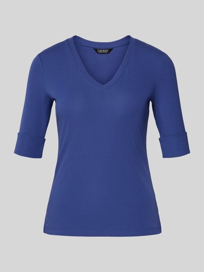 Lauren Ralph Lauren T-Shirt mit V-Ausschnitt Modell 'JUDY' Jeansblau 2