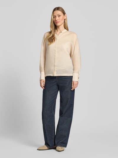 Max Mara Studio Bluzka z długim rękawem o kroju loose fit z czystego ramii model 'BALDI' Beżowy 1