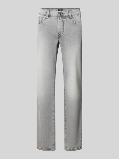 Produktfoto, Regular Fit Jeans im Used-Look von MCNEAL in hellem Grau mit Eingrifftaschen, strukturierte Baumwoll-Elasthan-Oberfläche