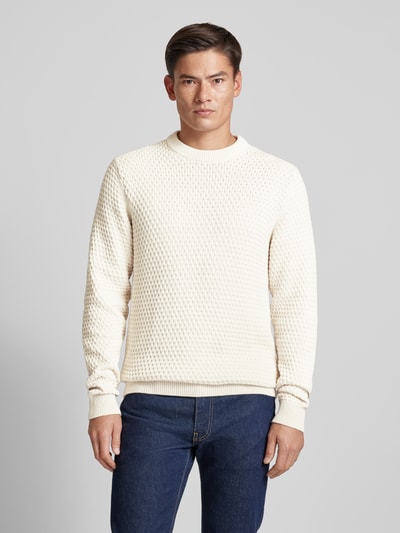 Casual Friday Strickpullover mit Strukturmuster Modell 'Karl' Beige 4