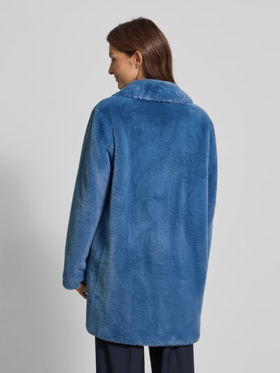 White Label Lange jas met imitatiebont Bleu - 5