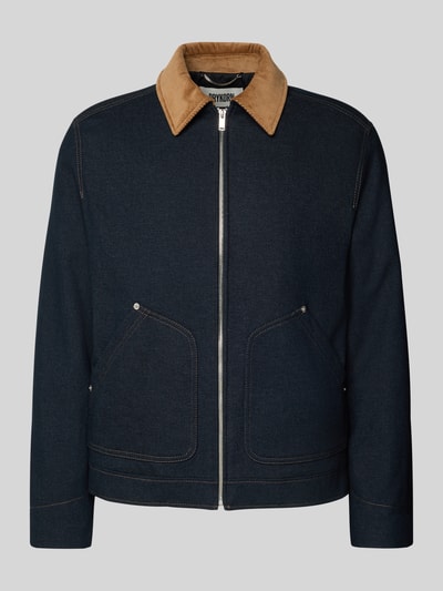 Drykorn Jeansjack met platte kraag en ritssluiting, model 'RIKALO' Marineblauw - 2